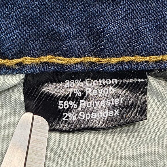 Olevey Jeans Womens 15 Blue‎ Low Rise Bootcut Stretch Flare Raw Hem Y2K Style - Picture 7 of 10